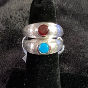 Ariva sterling silver bezel set gemstone rings